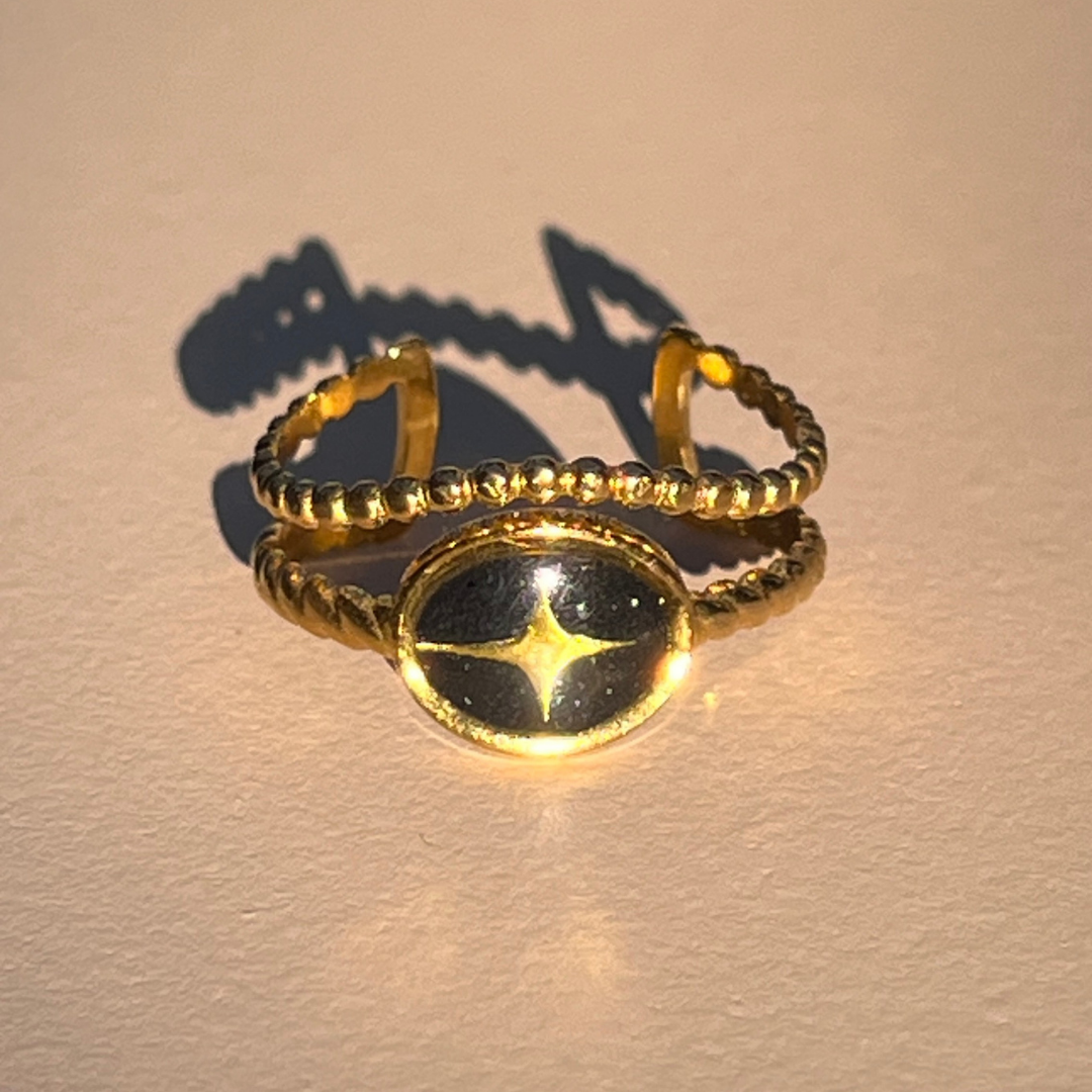 Bague "Etoile noire" en acier inoxydable