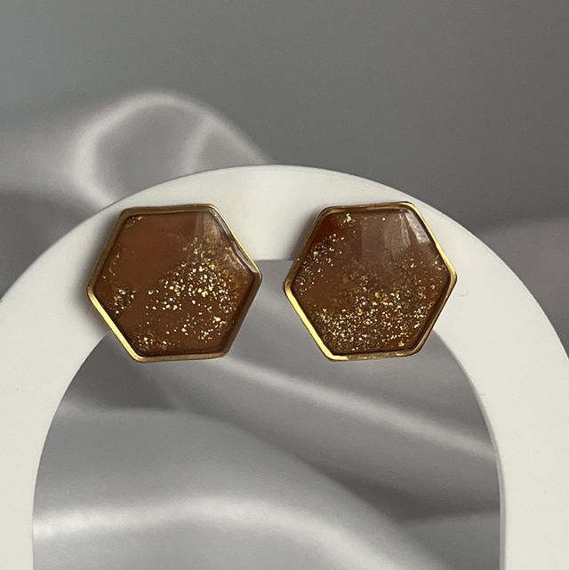 Boucles d'oreilles "Puces Hexagone" en acier inoxydable
