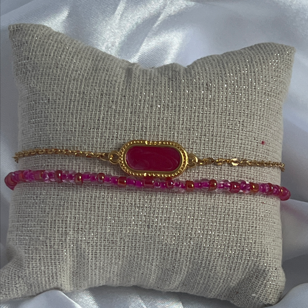 Bracelet "Pink pearl" en acier inoxydable