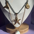 Collier "Star Océan" en acier inoxydable et cordon tressé