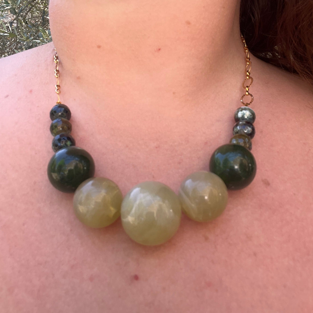 Collier "Vertue" en acier inoxydable et perles