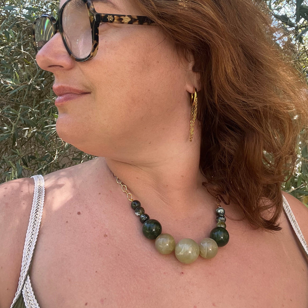 Collier "Vertue" en acier inoxydable et perles