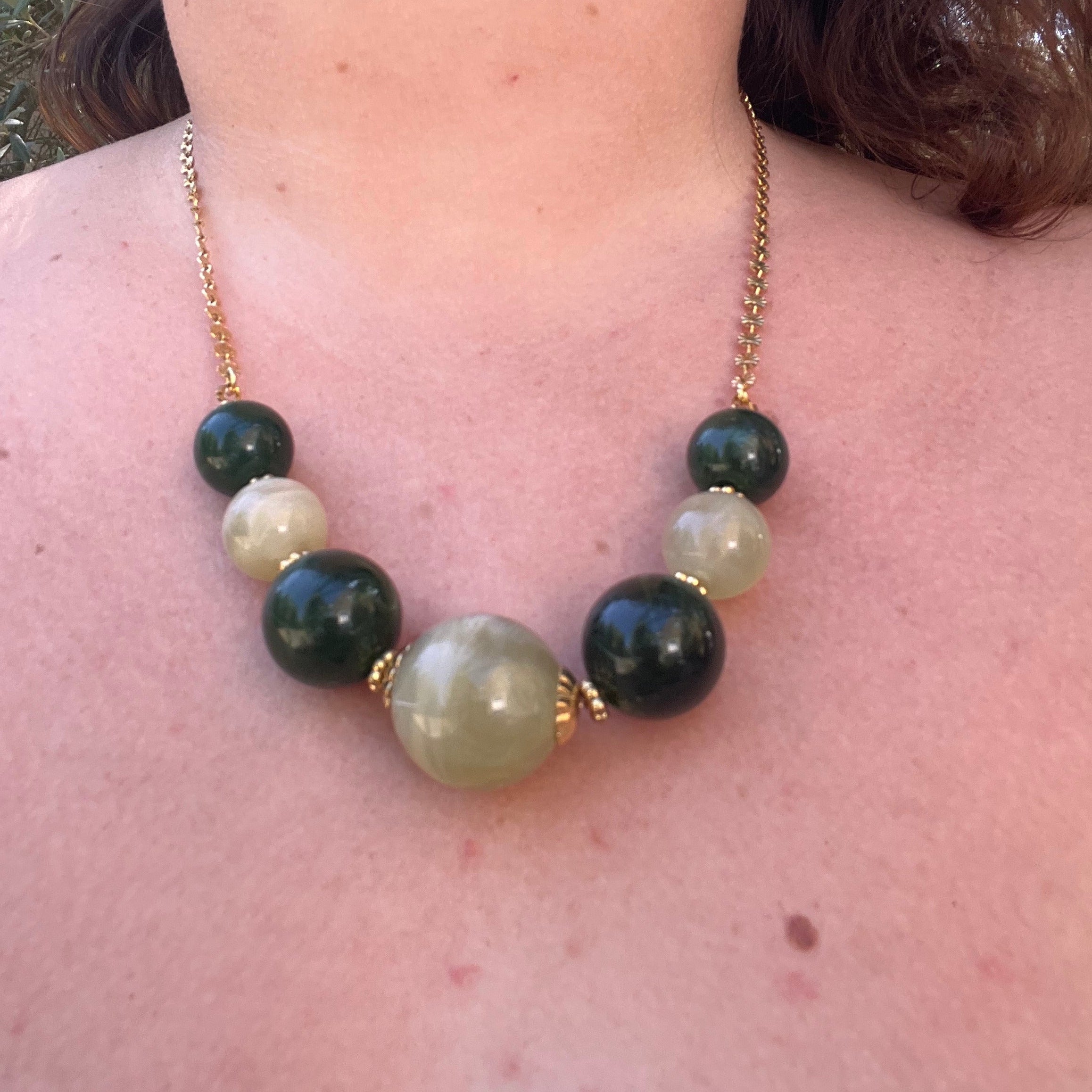 Collier "Vertue" en acier inoxydable et perles