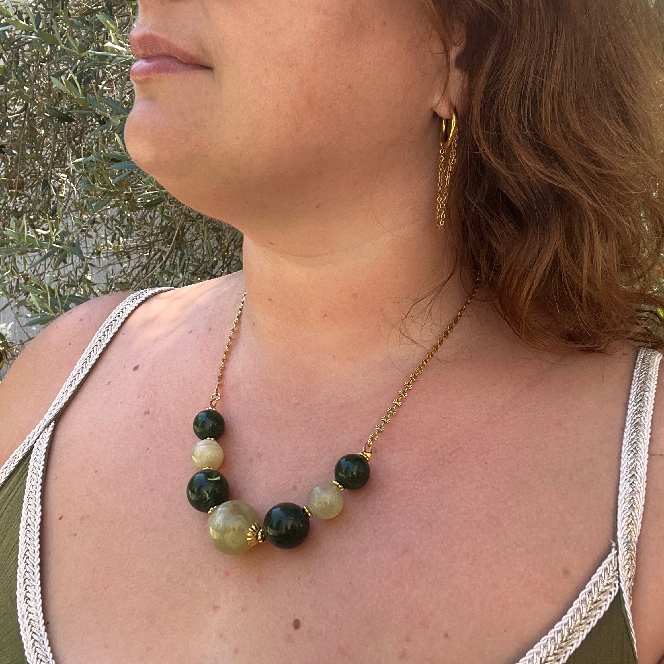 Collier "Vertue" en acier inoxydable et perles