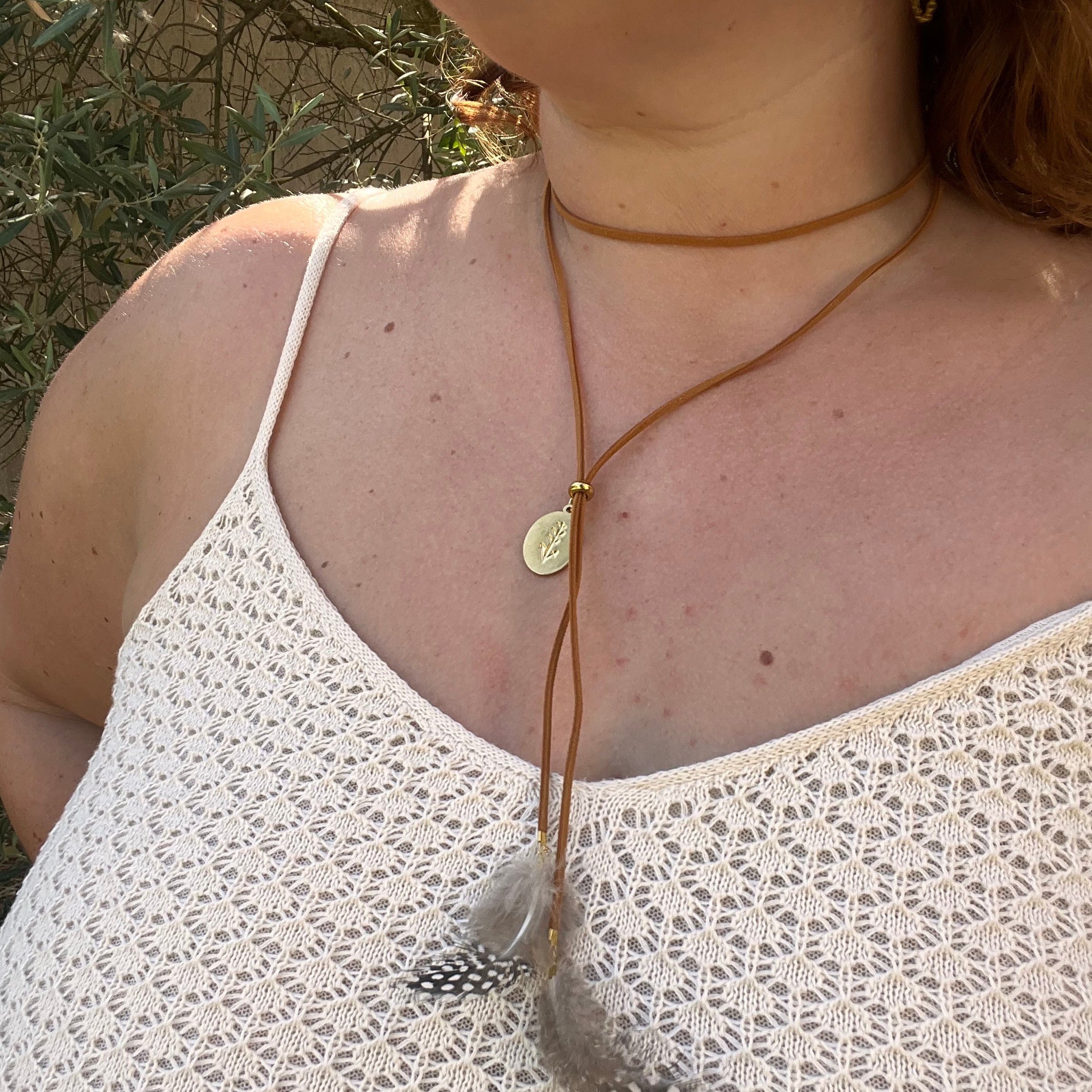 Collier "Pashmina" en cordon daim