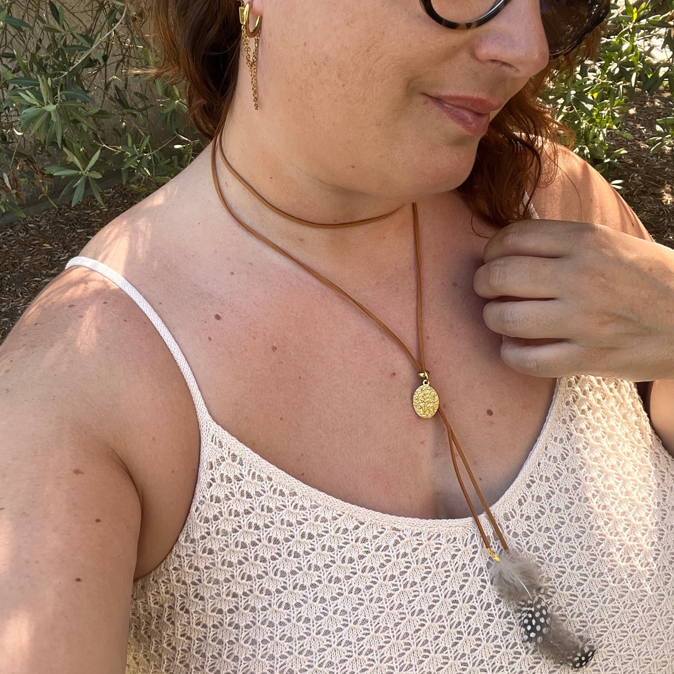 Collier "Pashmina" en cordon daim