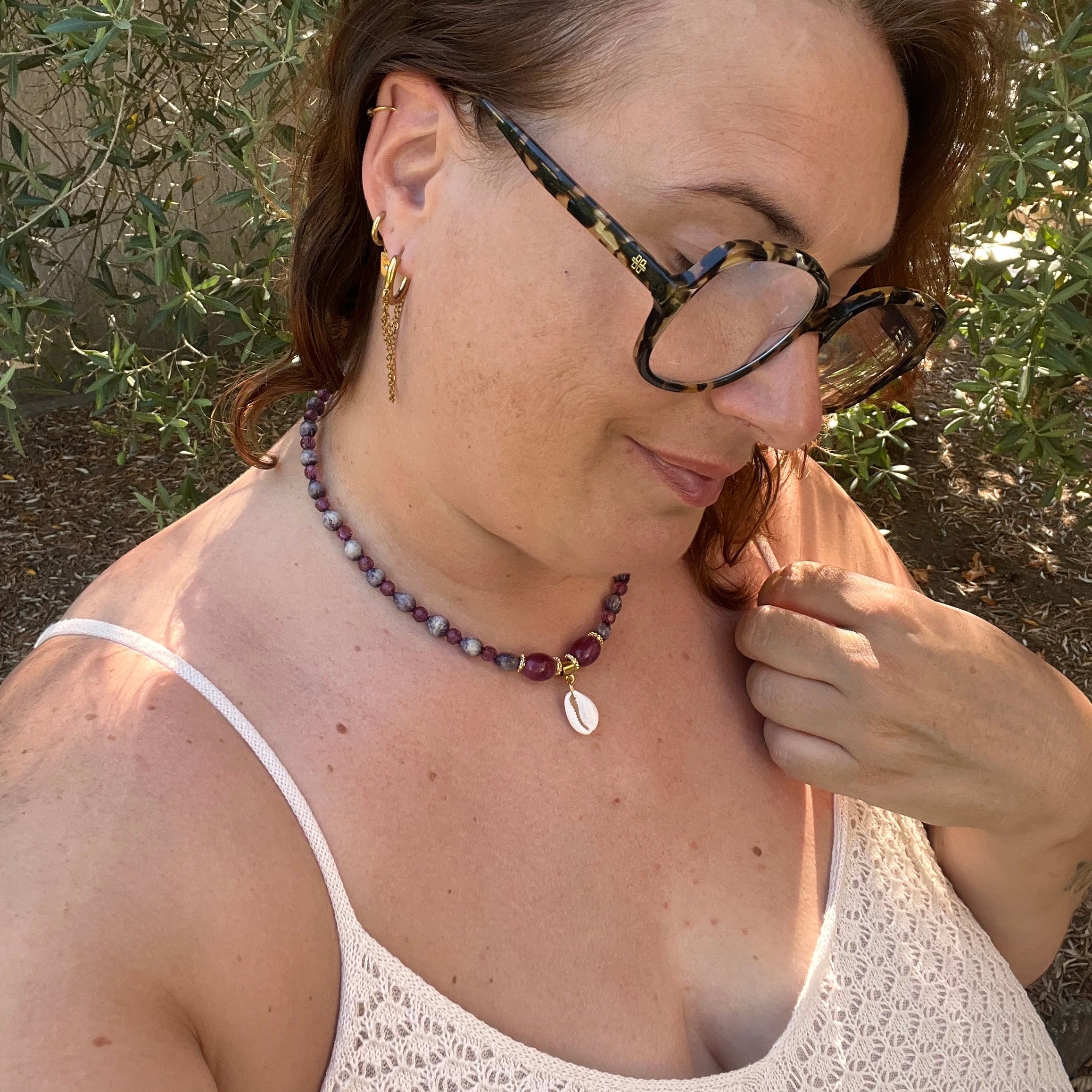 Collier "Violetshell" en perles