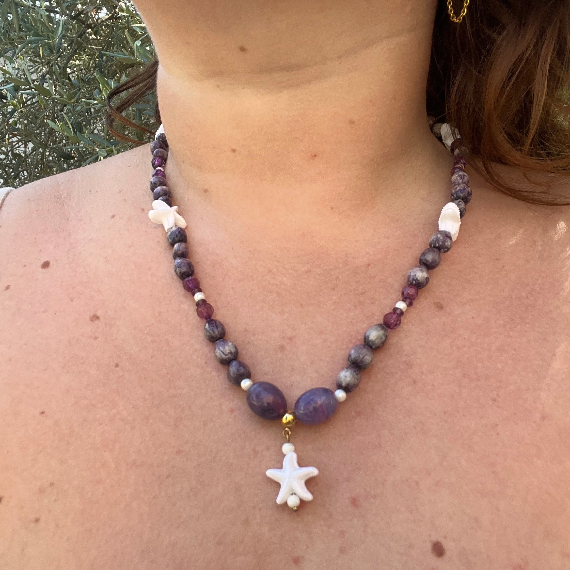 Collier "Violetstar" en perles