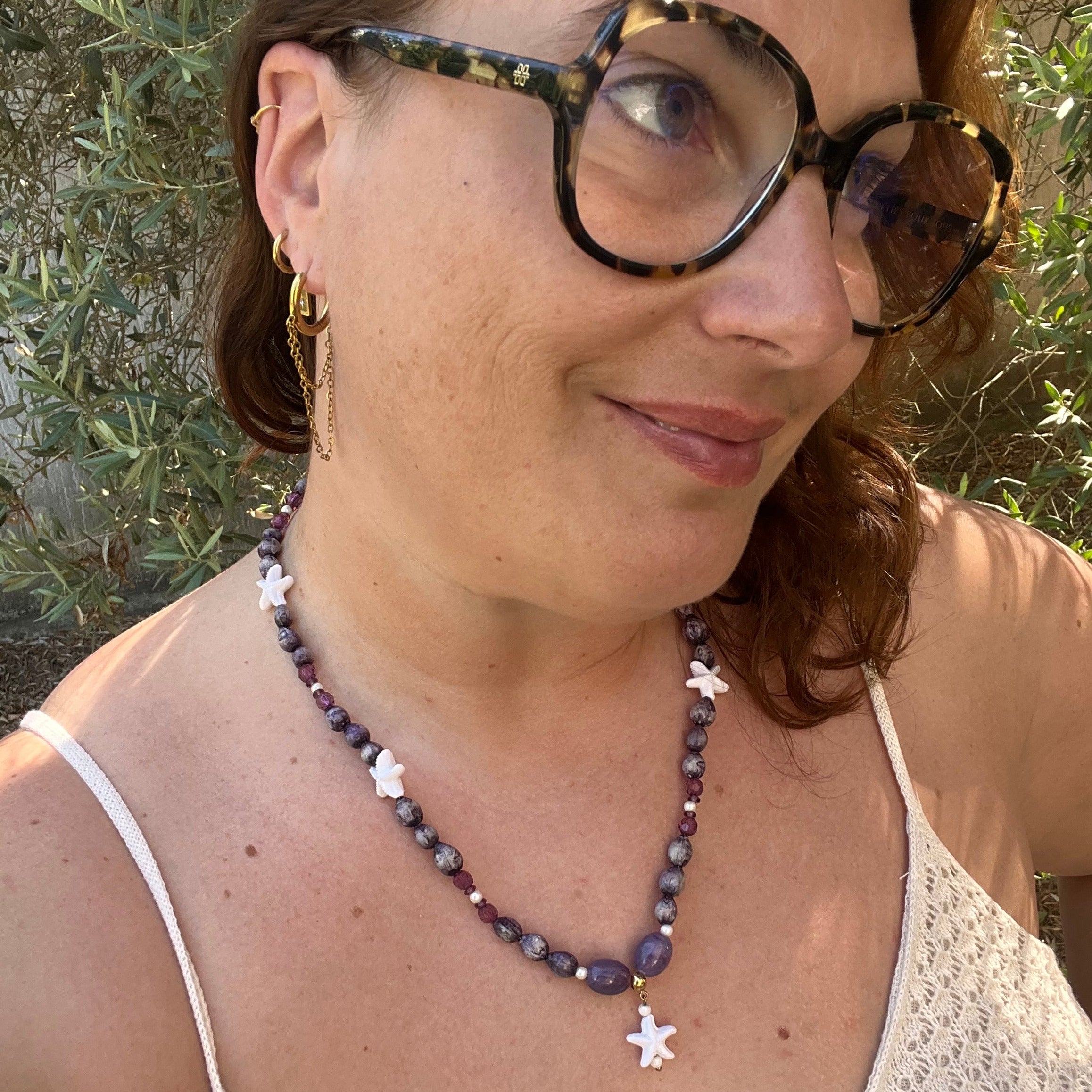 Collier "Violetstar" en perles