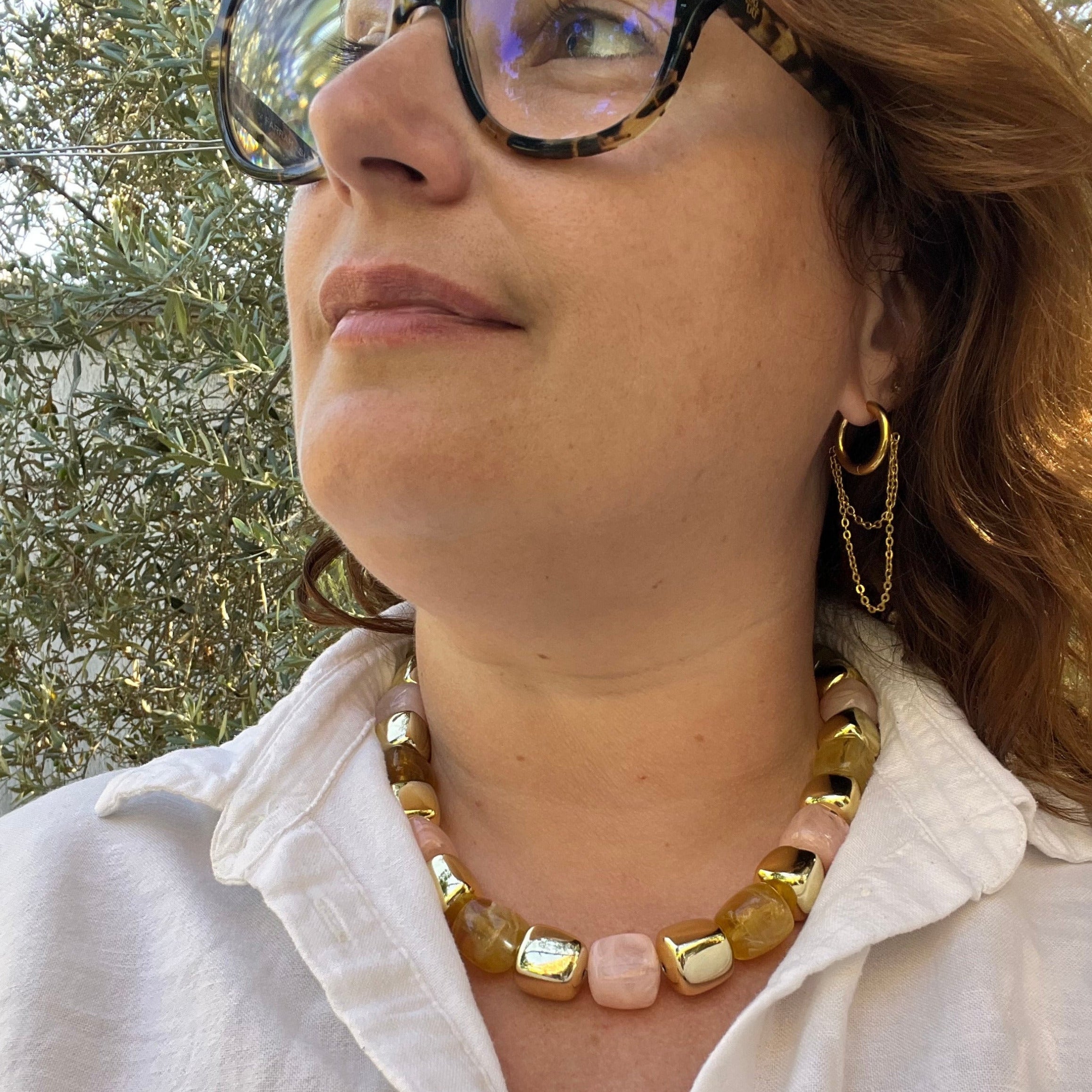 Collier "Cube" en perles