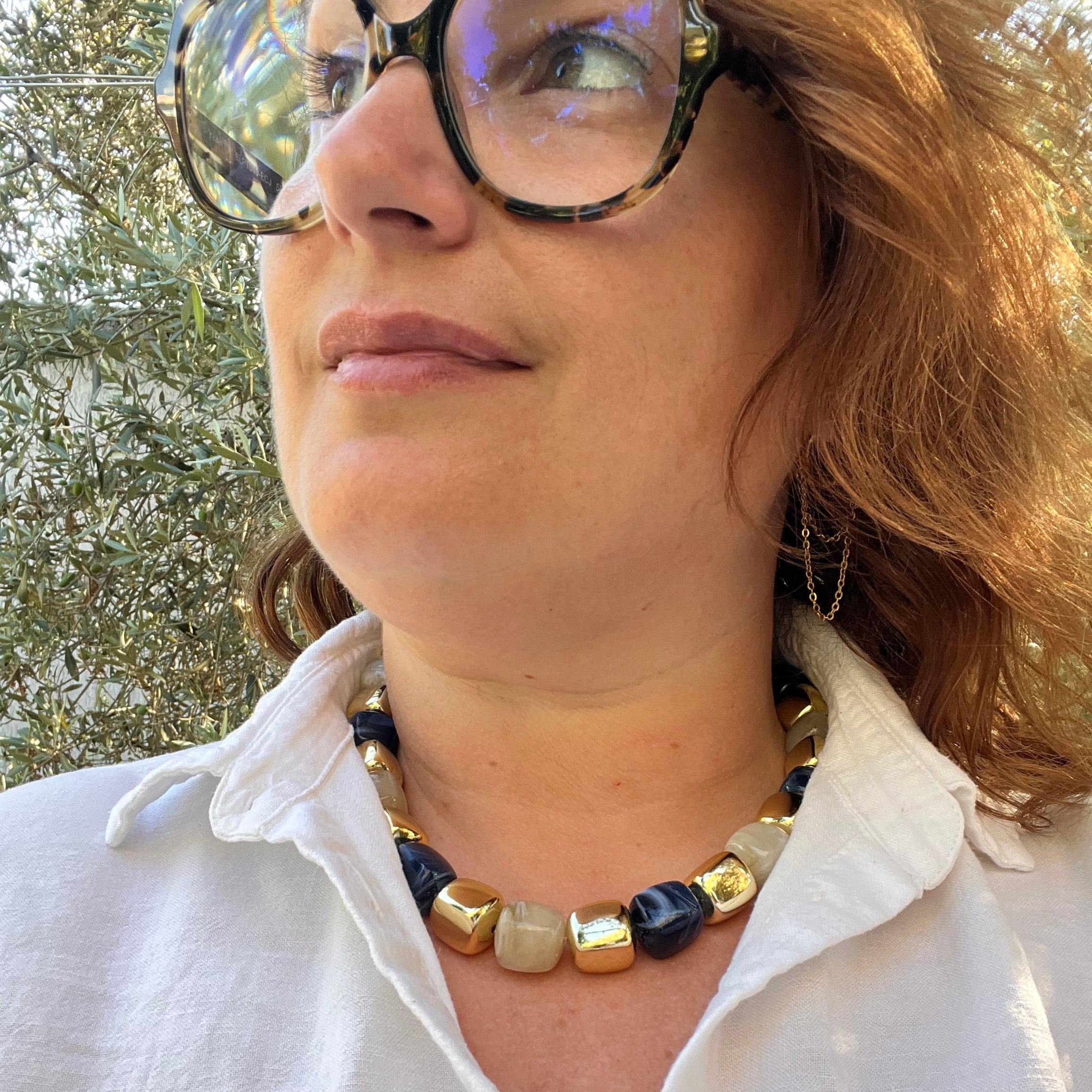Collier "Cube" en perles