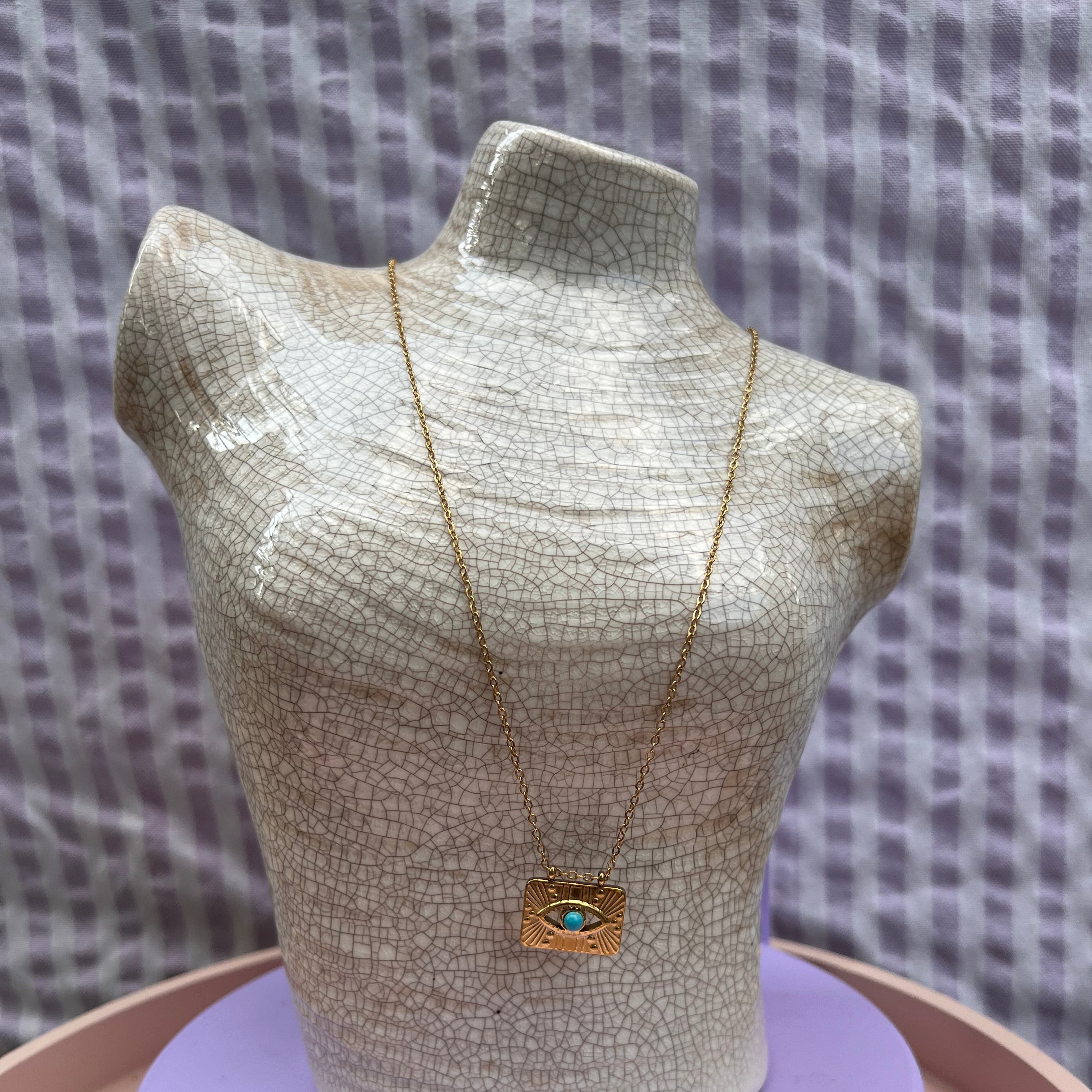 Collier "Blue eye" en acier inoxydable