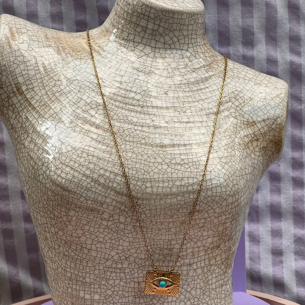Collier "Blue eye" en acier inoxydable