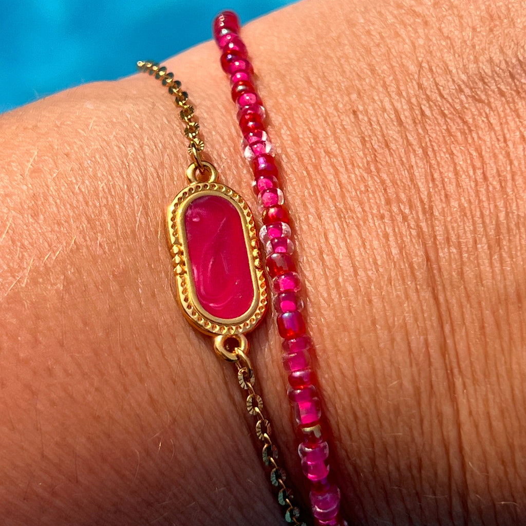 Bracelet "Pink pearl" en acier inoxydable