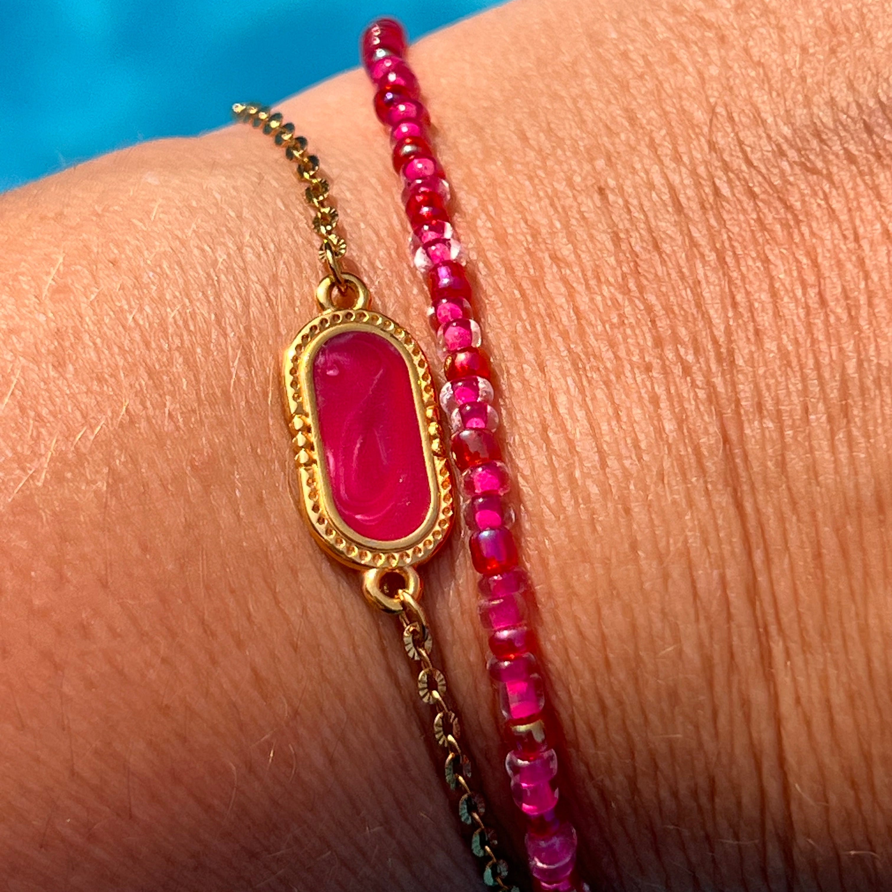 Bracelet "Pink pearl" en acier inoxydable