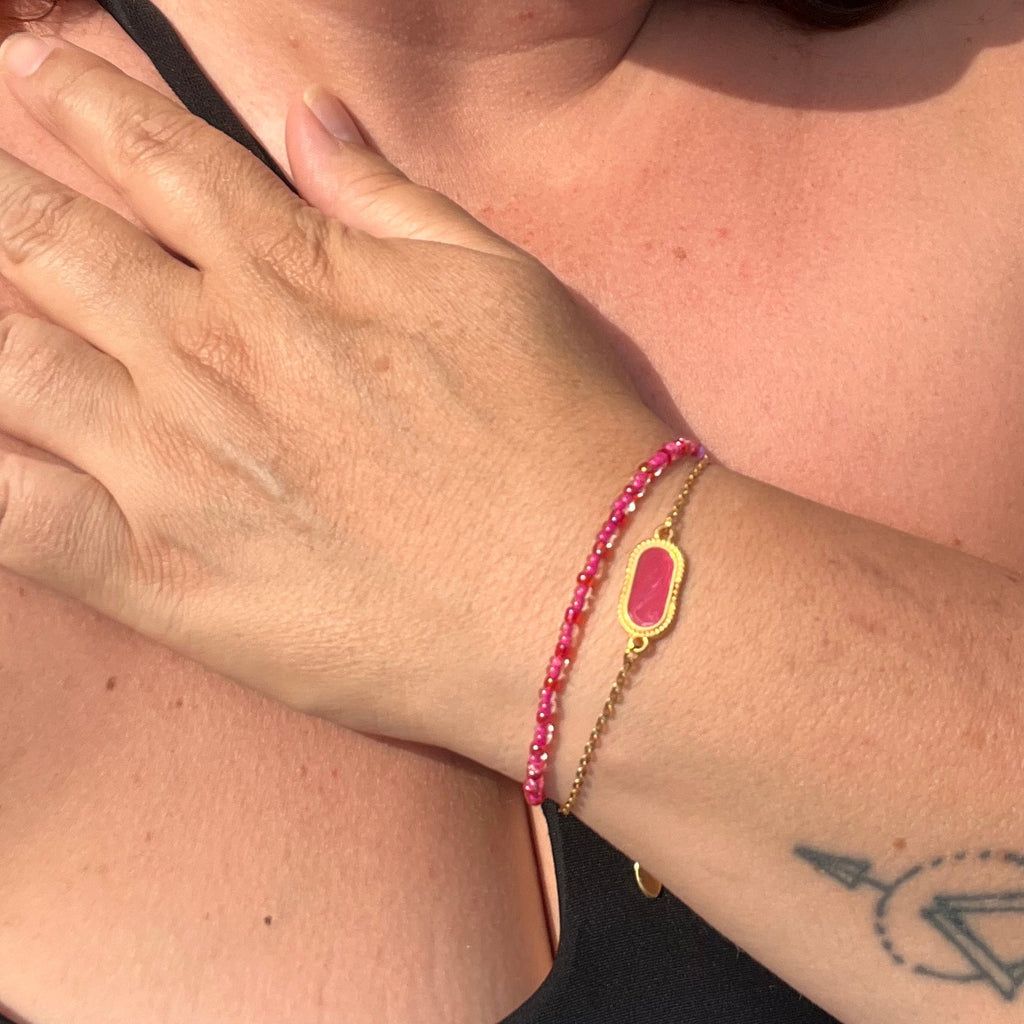Bracelet "Pink pearl" en acier inoxydable