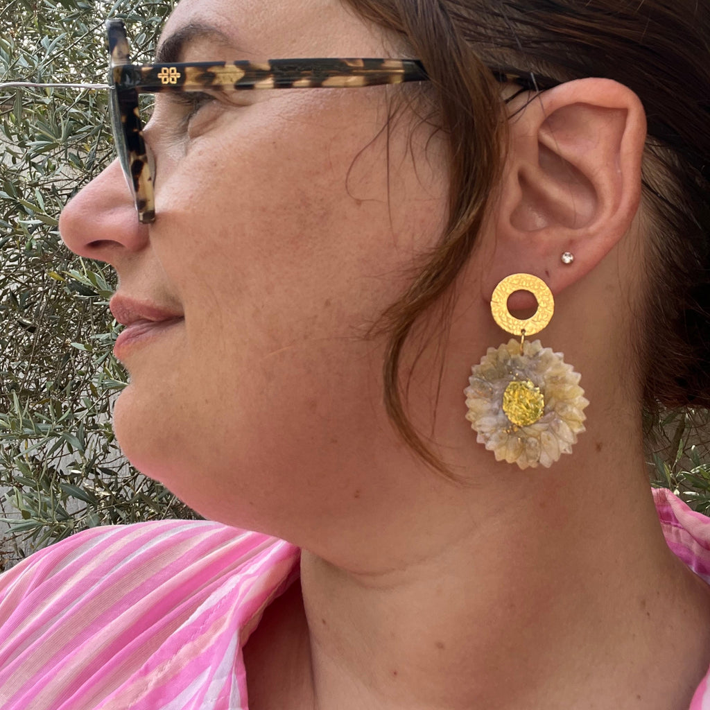 Boucles d'oreilles "Rayon d'or" en argile polymère
