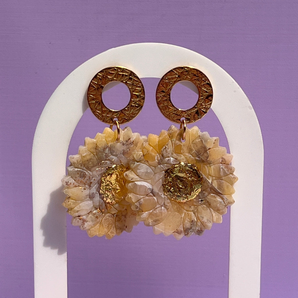 Boucles d'oreilles "Rayon d'or" en argile polymère