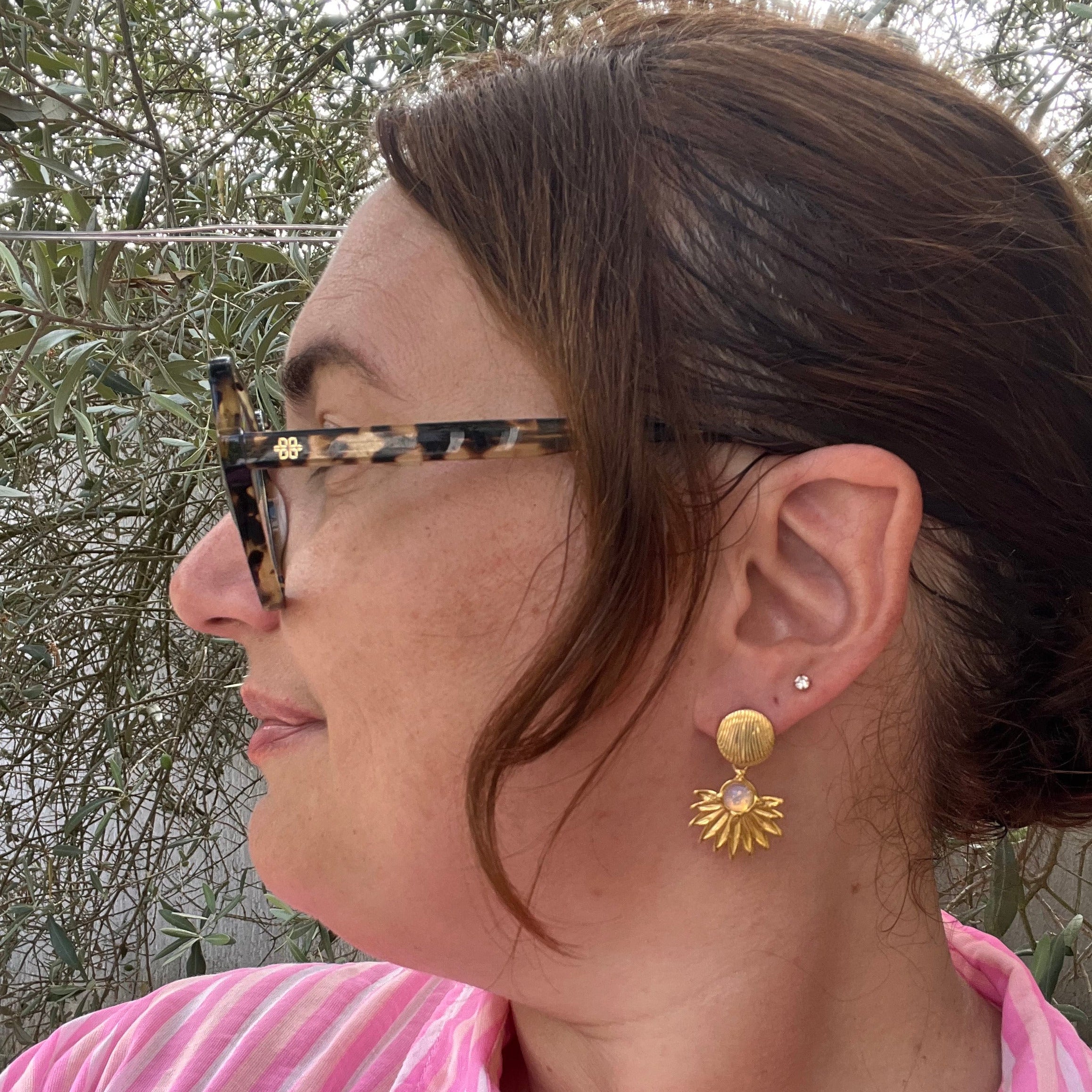 Boucles d'oreilles "Opaline" en acier inoxydable