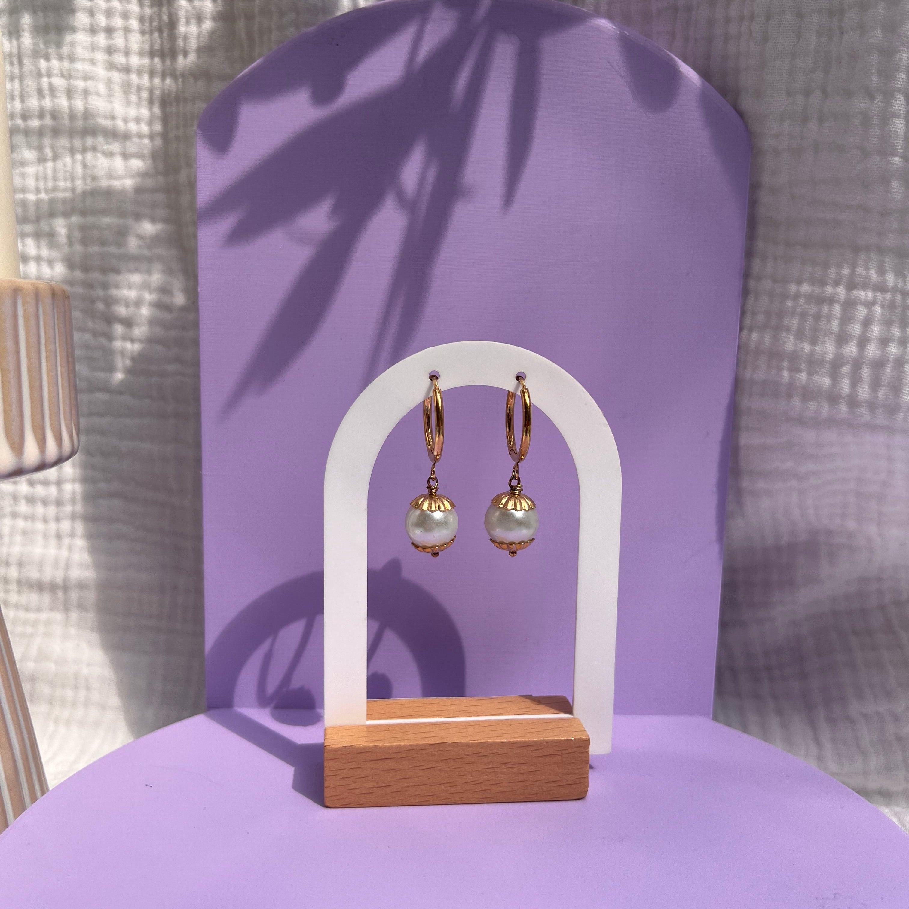 Boucles d'oreilles "Perle" en acier inoxydable