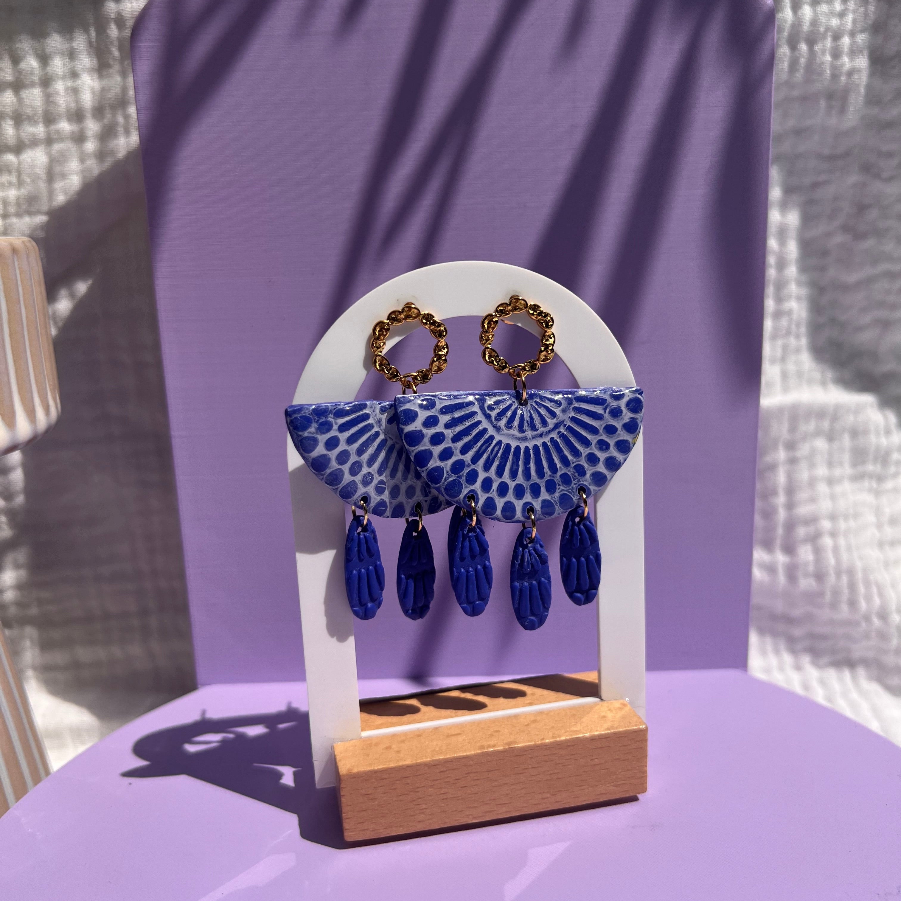 Boucles d'oreilles "Cobalt" en argile polymère