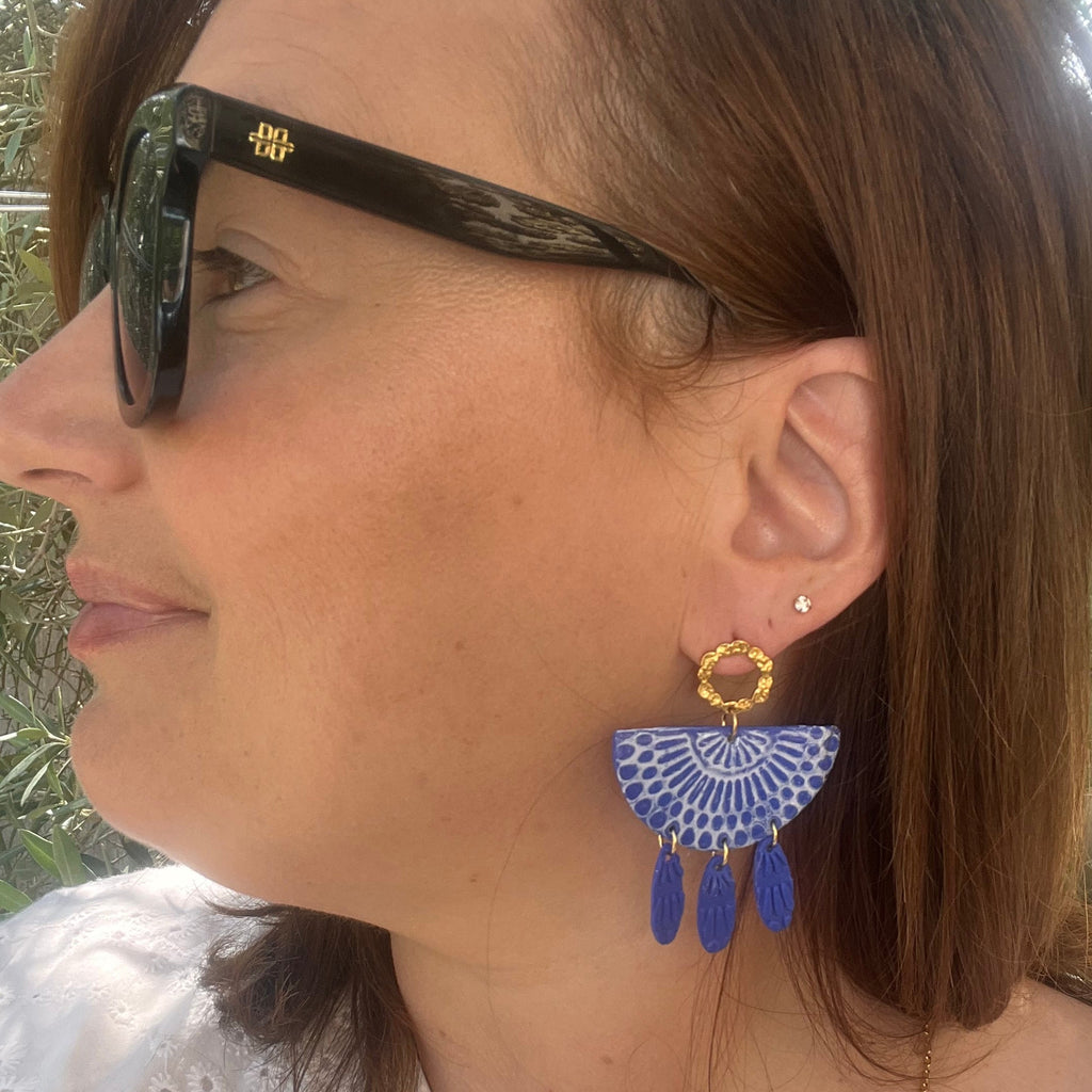 Boucles d'oreilles "Cobalt" en argile polymère