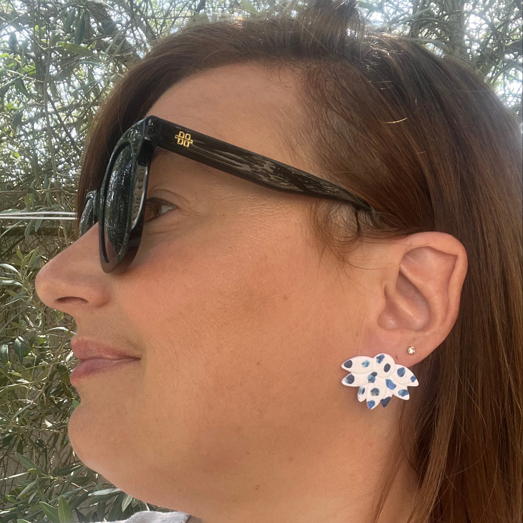 Puces d'oreilles "Terrazzo" en argile polymère