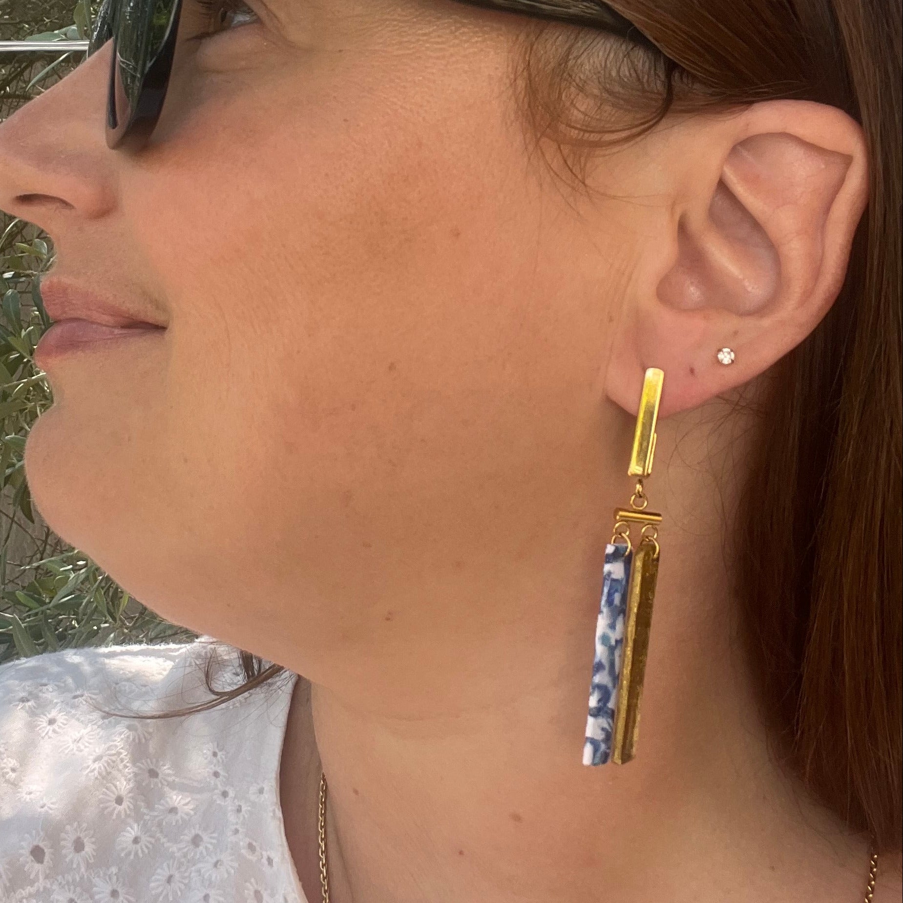 Boucles d'oreilles "Oïa" en acier inoxydable