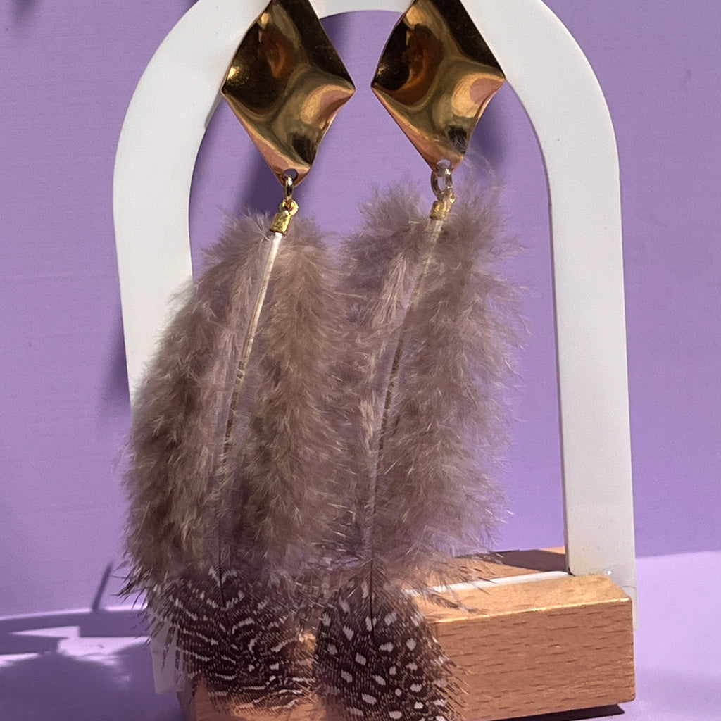 Boucles d'oreilles "Plume" en acier inoxydable