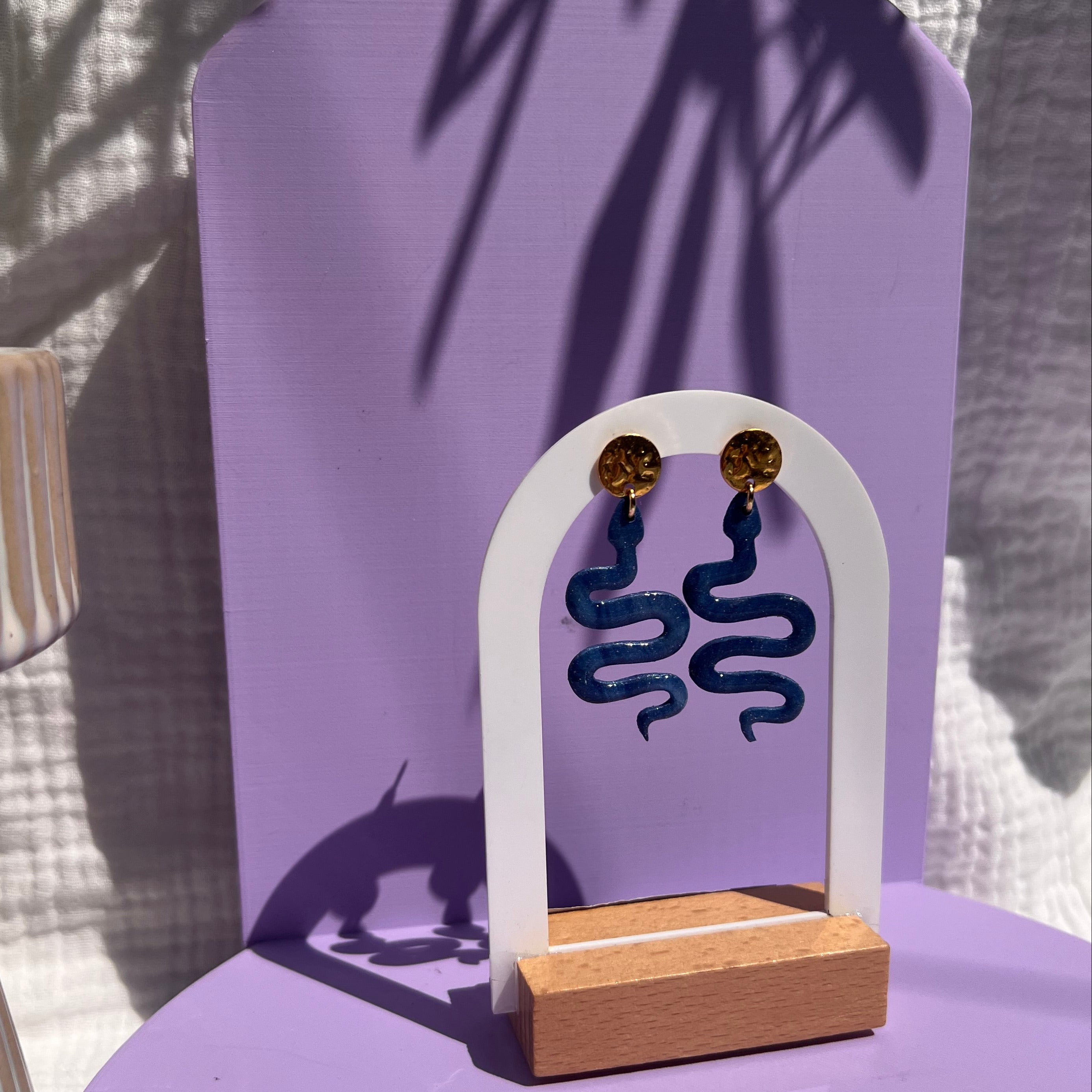 Boucles d'oreilles "Mamba" en argile polymère