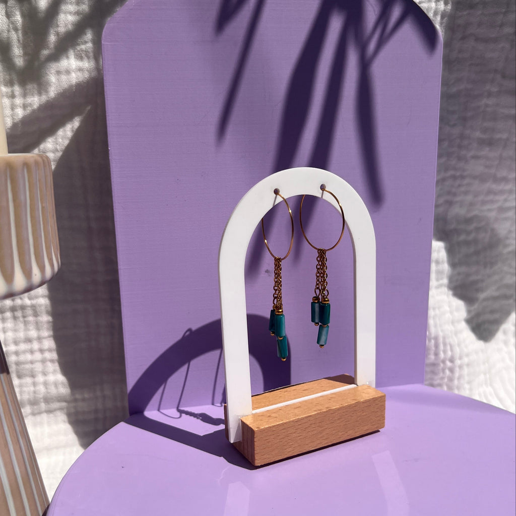 Boucles d'oreilles "Onyx" en acier inoxydable