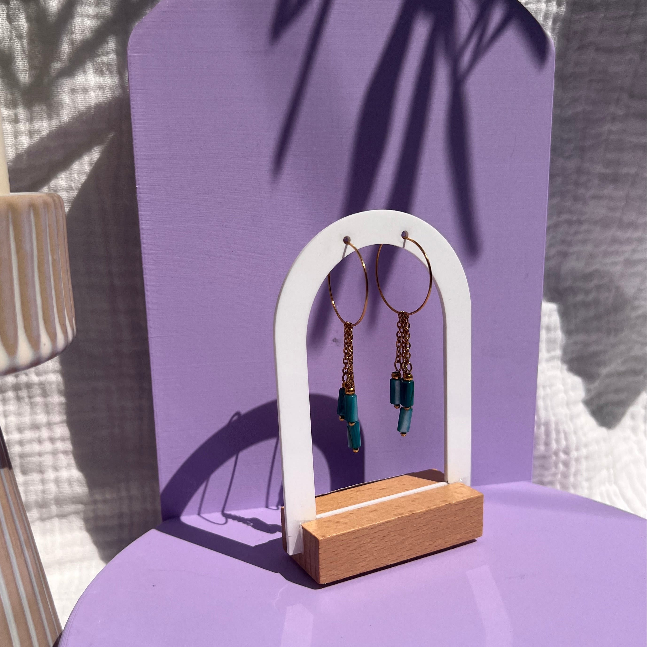 Boucles d'oreilles "Onyx" en acier inoxydable