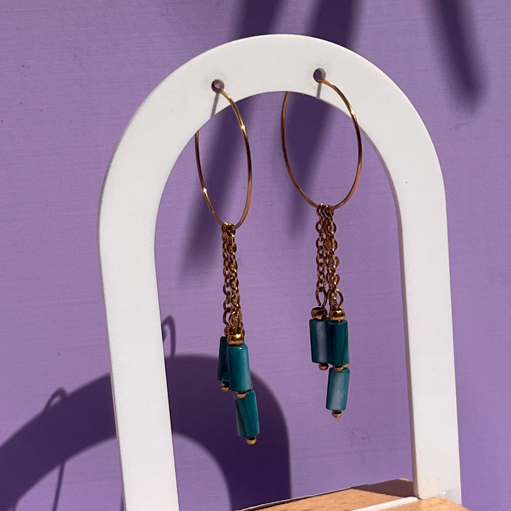Boucles d'oreilles "Onyx" en acier inoxydable