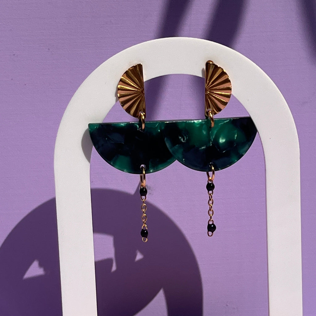 Boucles d'oreilles "Green" en acier inoxydable