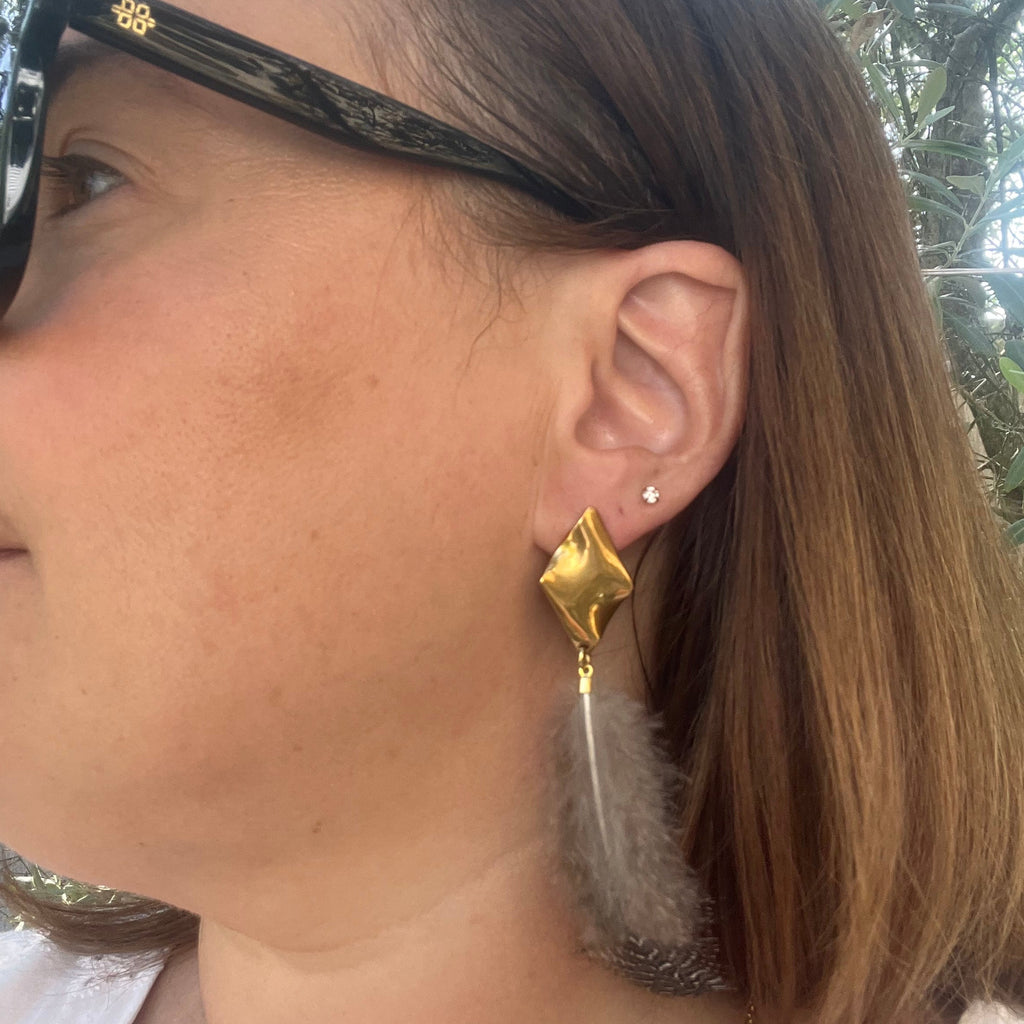 Boucles d'oreilles "Plume" en acier inoxydable