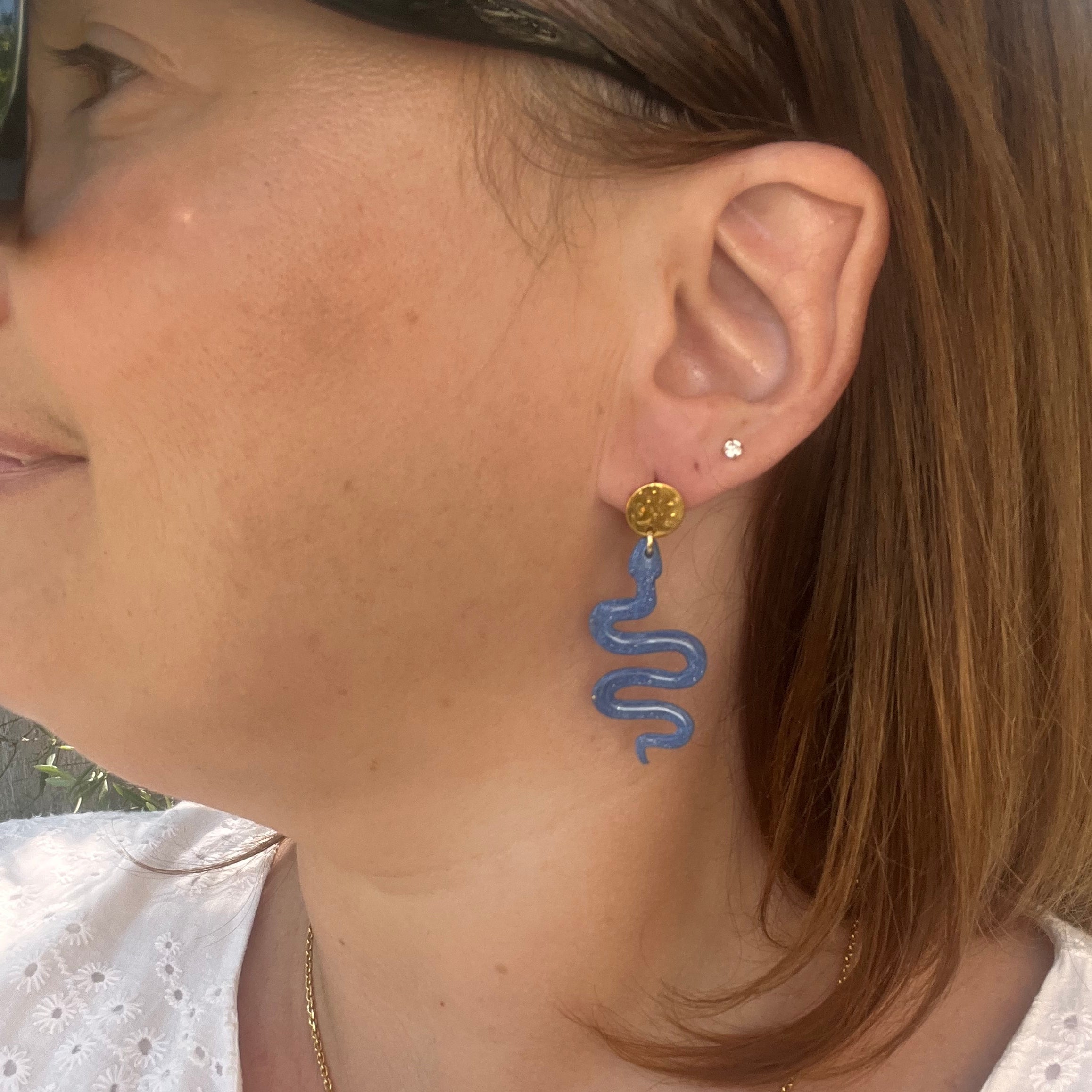 Boucles d'oreilles "Mamba" en argile polymère