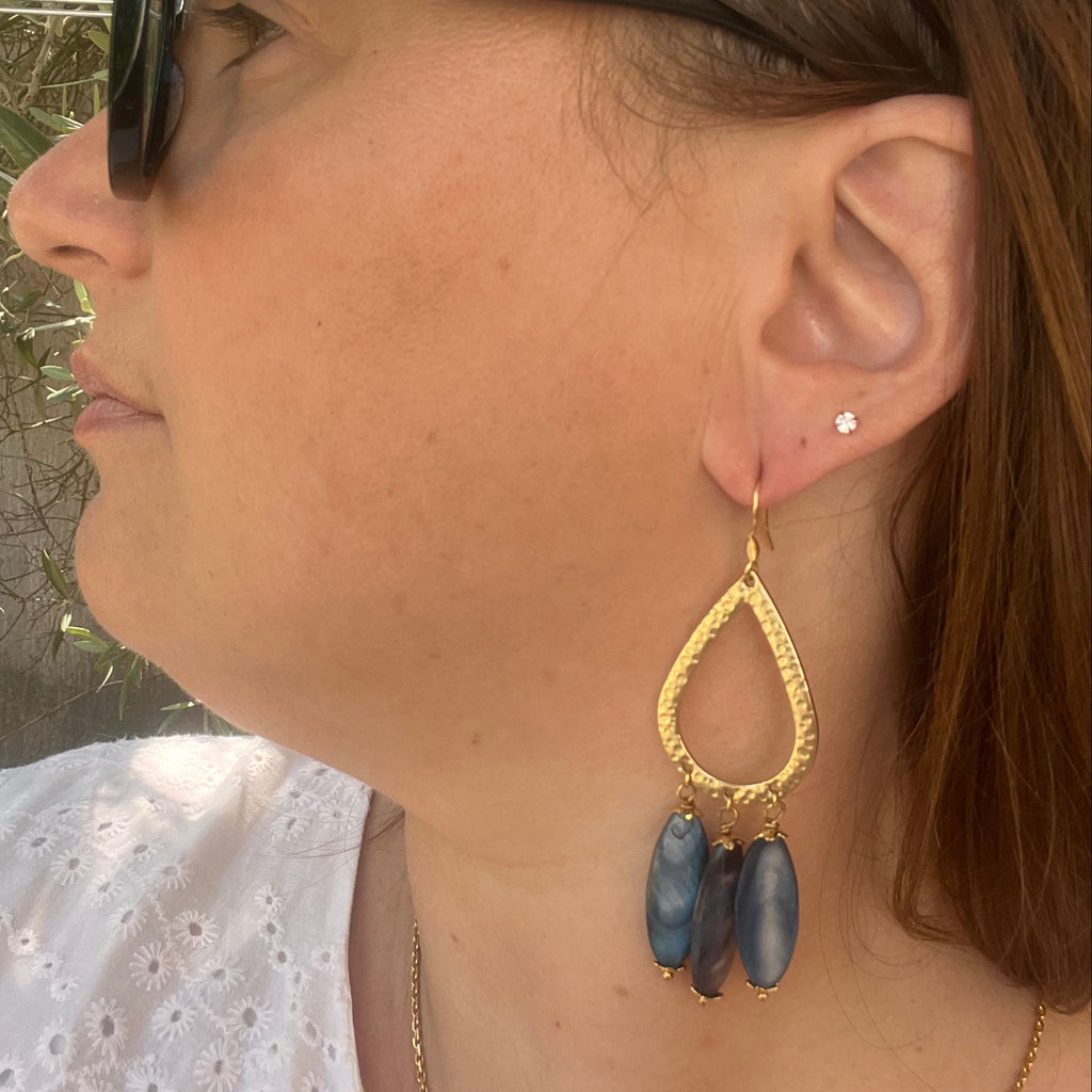 Boucles d'oreilles "Indigo" en acier inoxydable