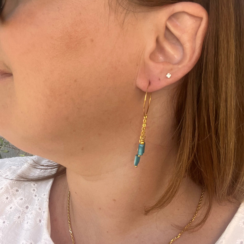 Boucles d'oreilles "Onyx" en acier inoxydable