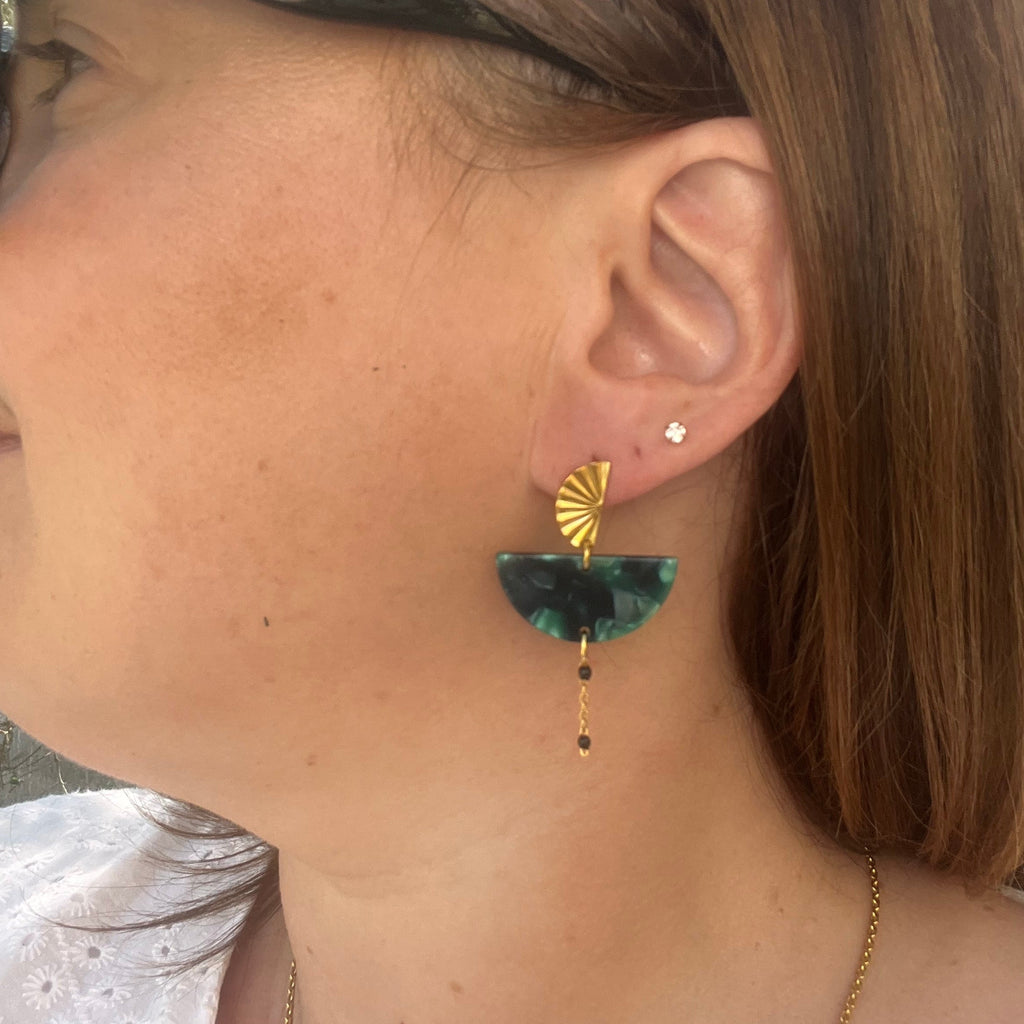 Boucles d'oreilles "Green" en acier inoxydable
