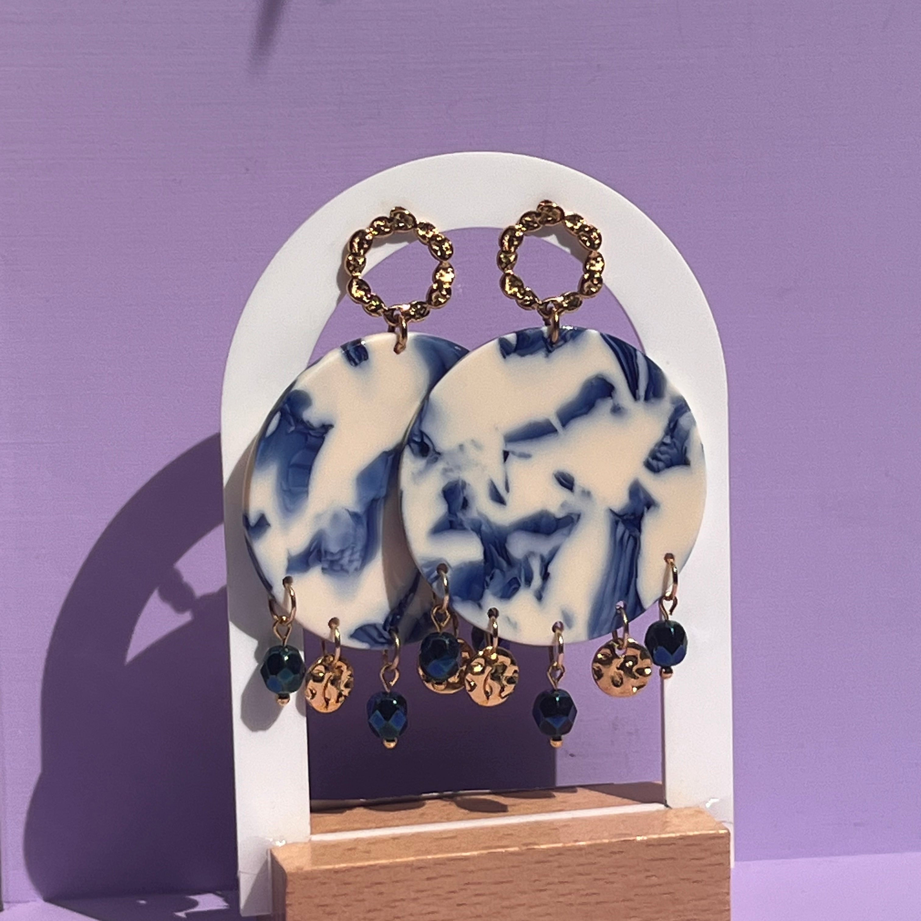 Boucles d'oreilles "Lagune" en acier inoxydable