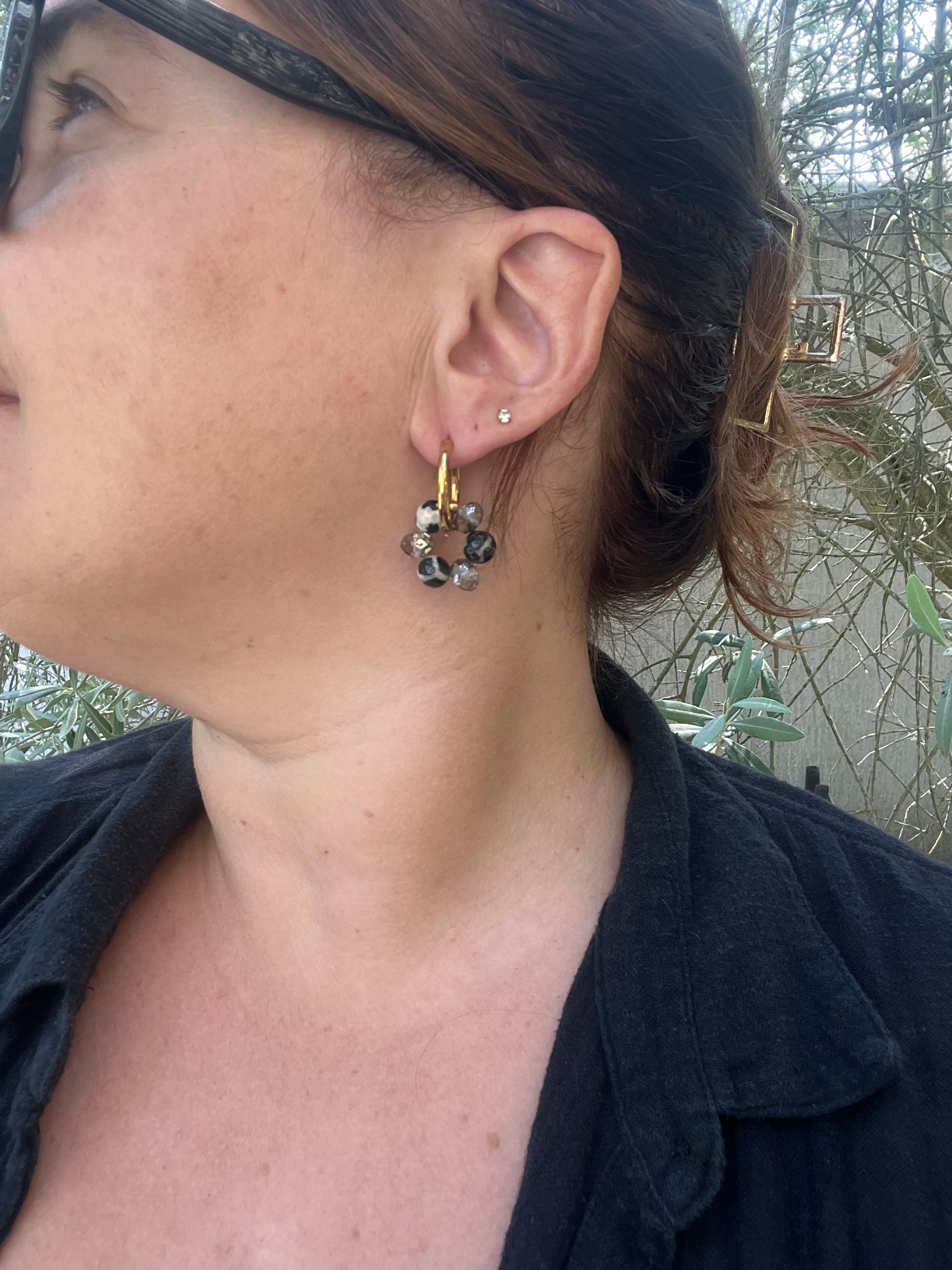 Boucles d'oreilles "Dalmatien" en acier inoxydable
