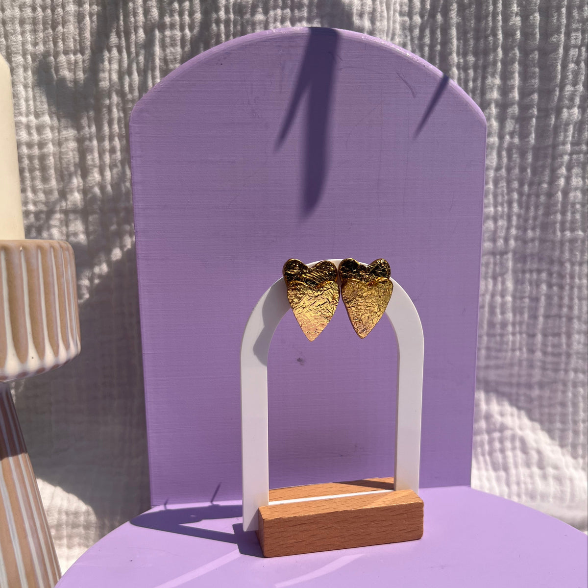 Boucles d'oreilles "2 coeurs" en argile polymère