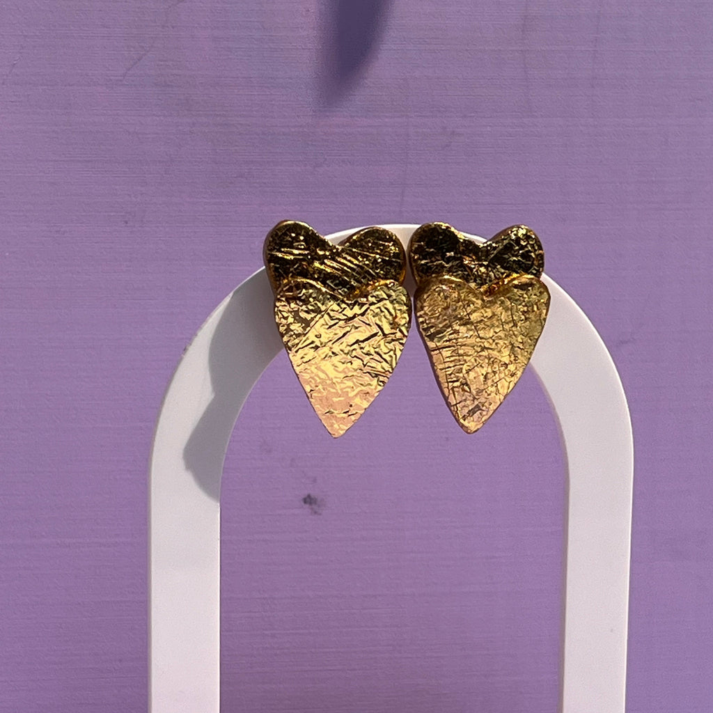 Boucles d'oreilles "2 coeurs" en argile polymère