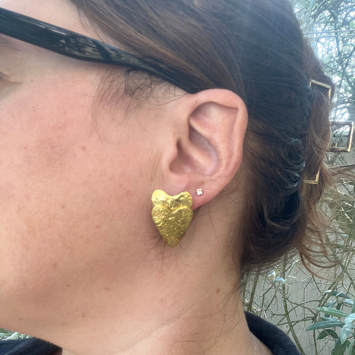 Boucles d'oreilles "2 coeurs" en argile polymère